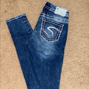 Silver Mid Rise Skinny Jean